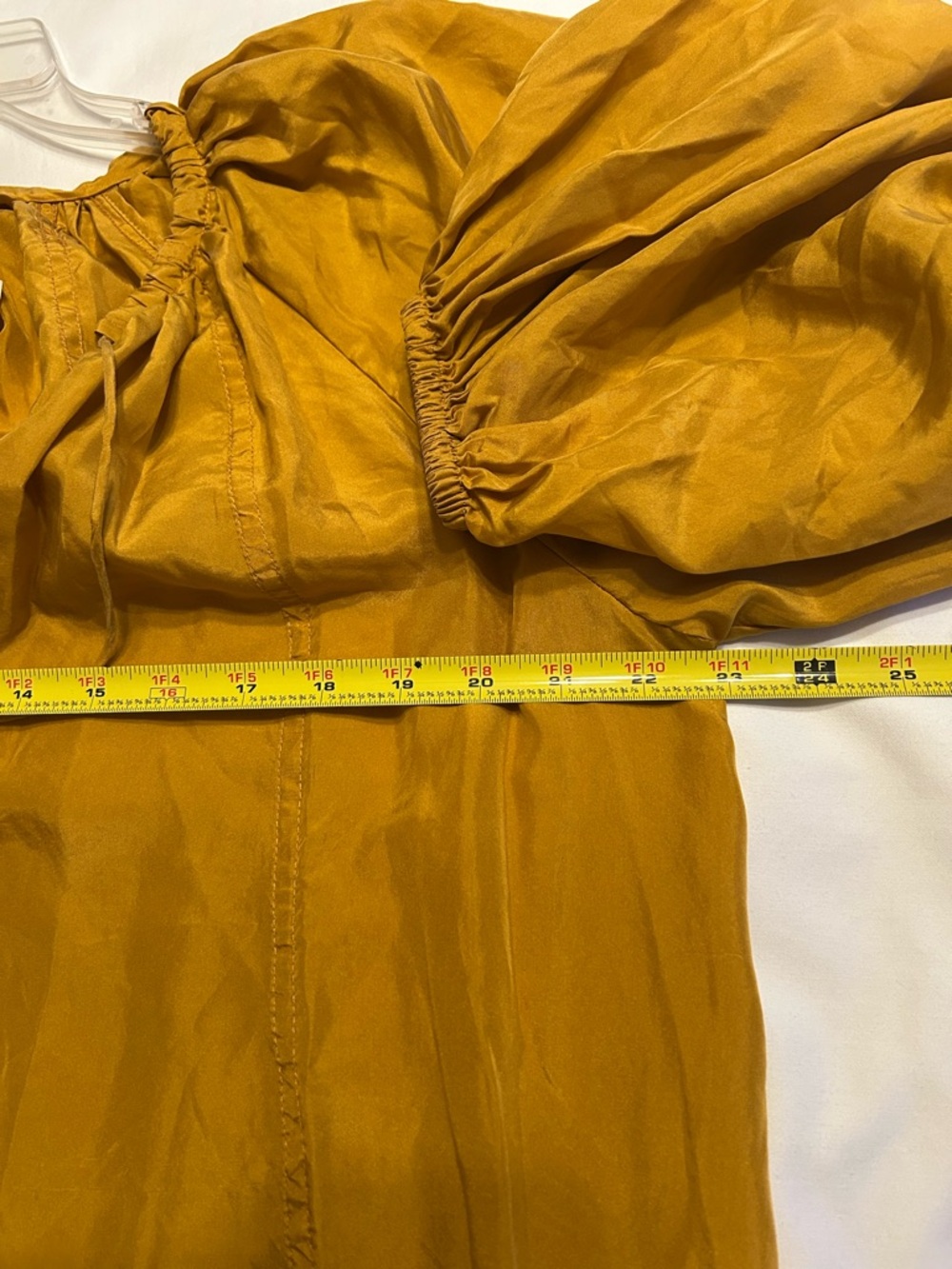 Banana Republic Silk Long-Sleeve Midi Dress Size Medium Petite Gold NWD - Picture 8 of 15